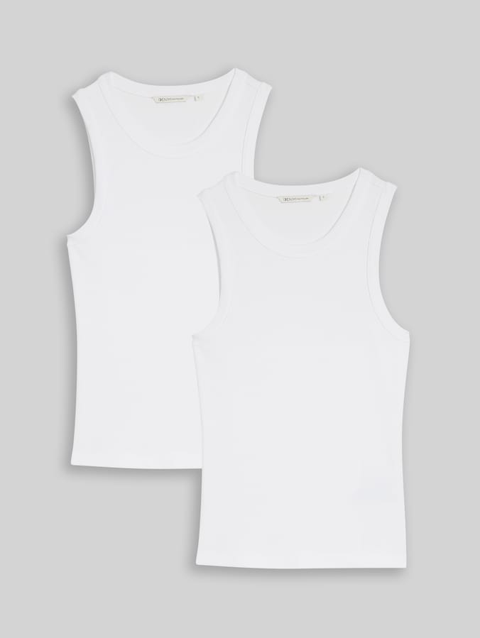 Slim fit top in 2-pack door Denim Female, White