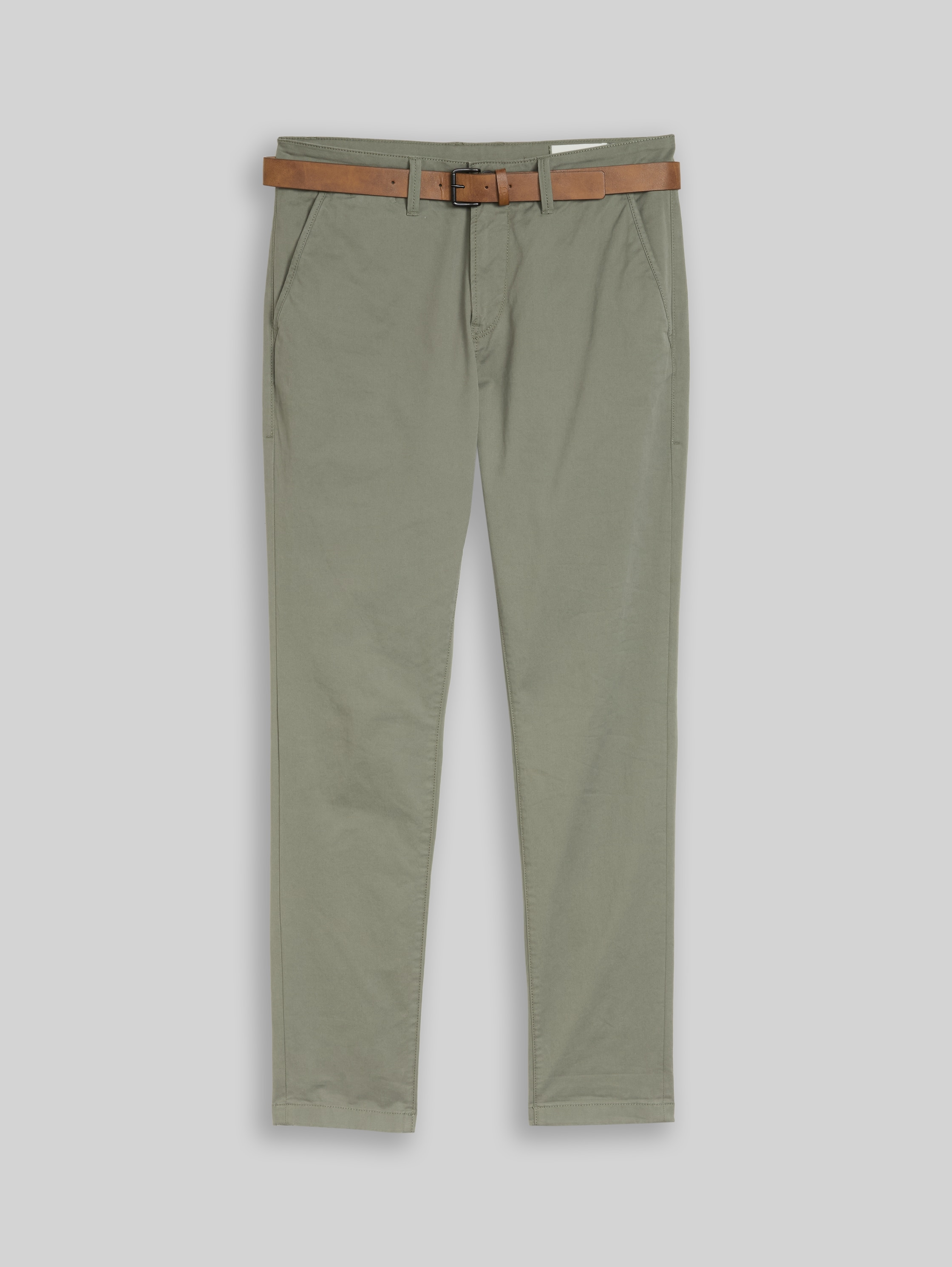 Tapered чино панталони Slim с колан - Image 2