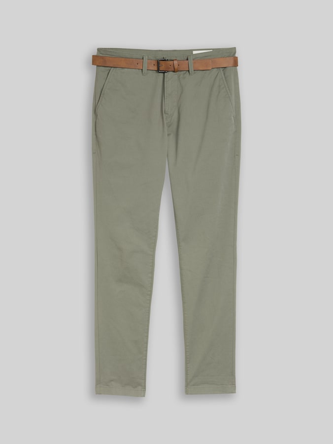 TTSLIM Chino Hose mit Gürtel von Denim Male, dusty mid olive