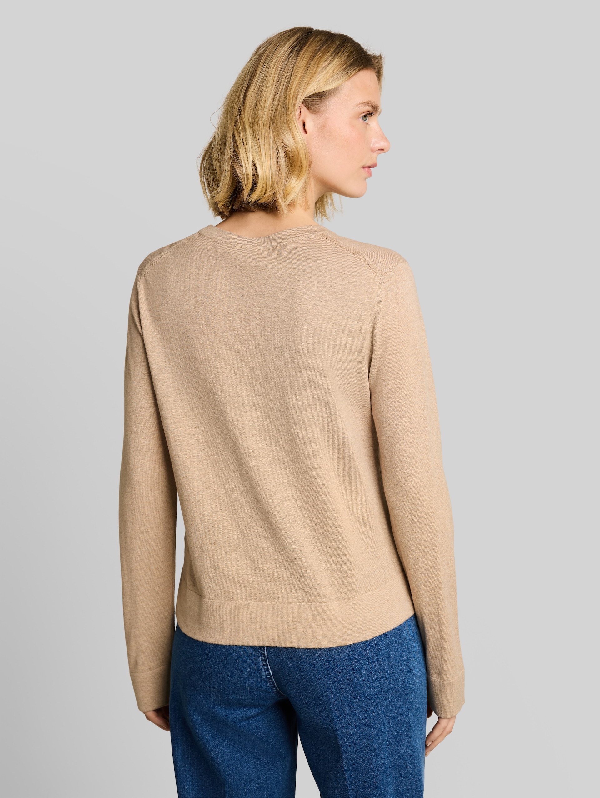 Knitted jumper with silk blend - gravel beige melange