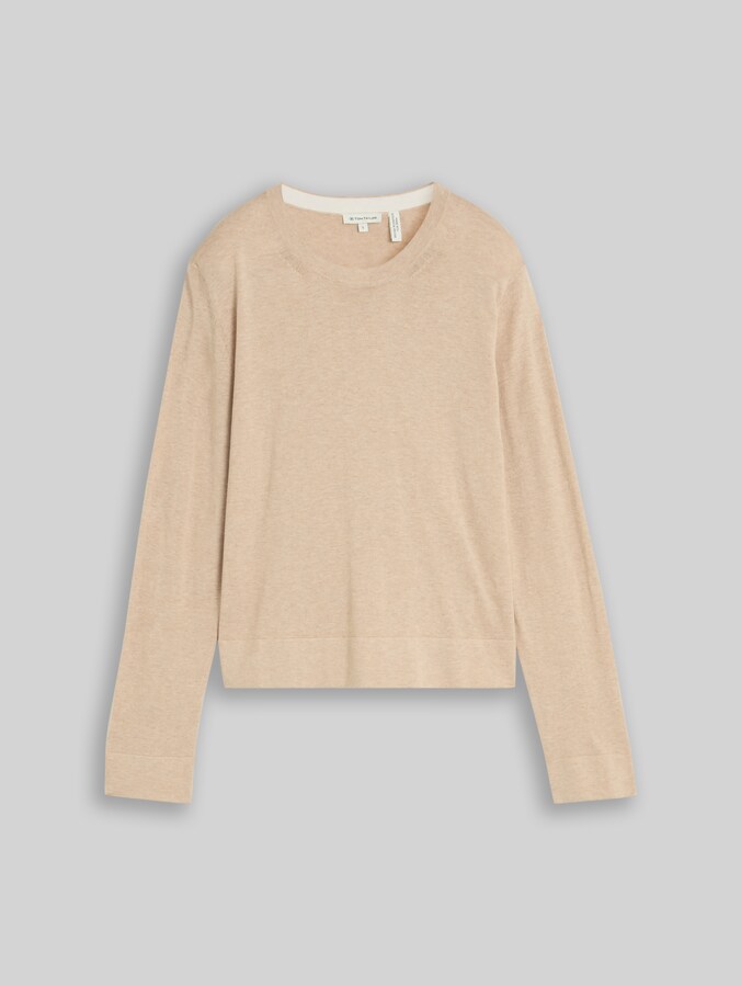 Knitted jumper with silk blend by Women, gravel beige melange