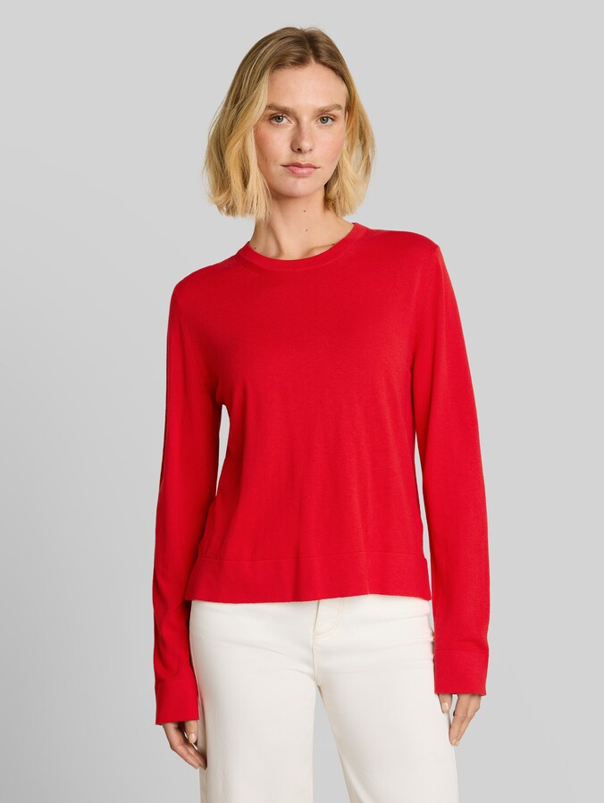 Knitted jumper with silk blend by Women, soft scarlet red