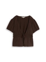 Ausgewählt, Crinkle Bolero Bluse mit Schleifen von Tom Tailor, braun