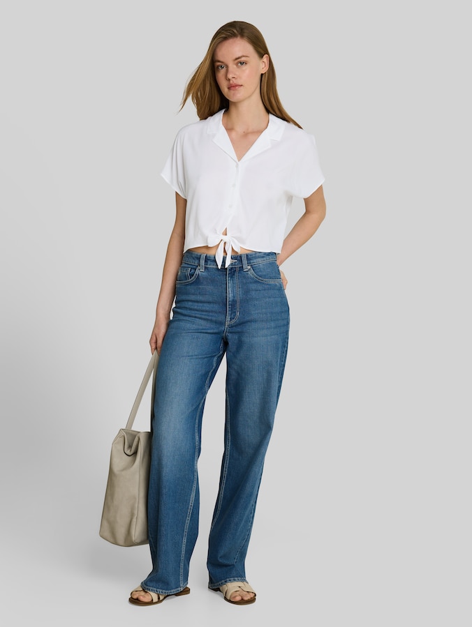 Resort Hemdbluse mit Knotendetail von Denim Female, White