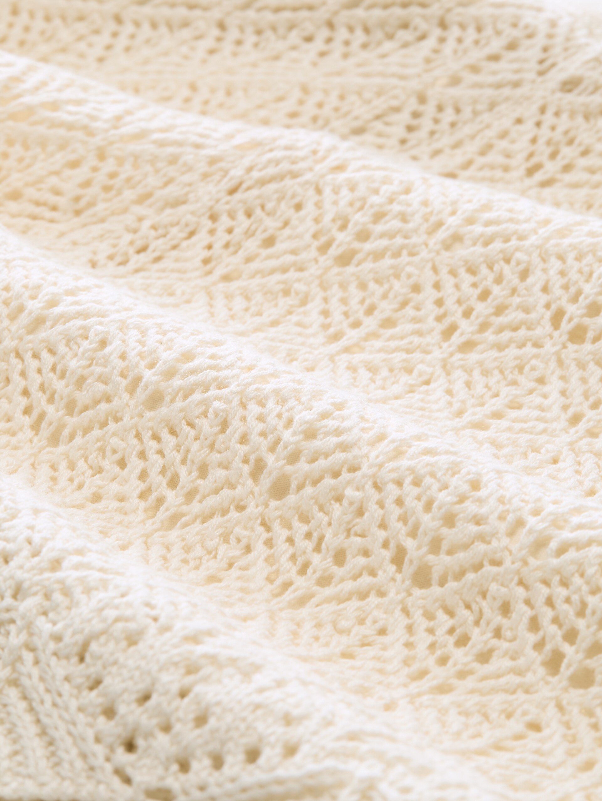 Strickshorts mit Lochmuster - Dove White - Material-Ansicht
