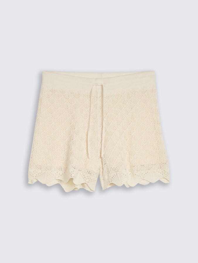 Strickshorts mit Lochmuster von Denim Female, Dove White