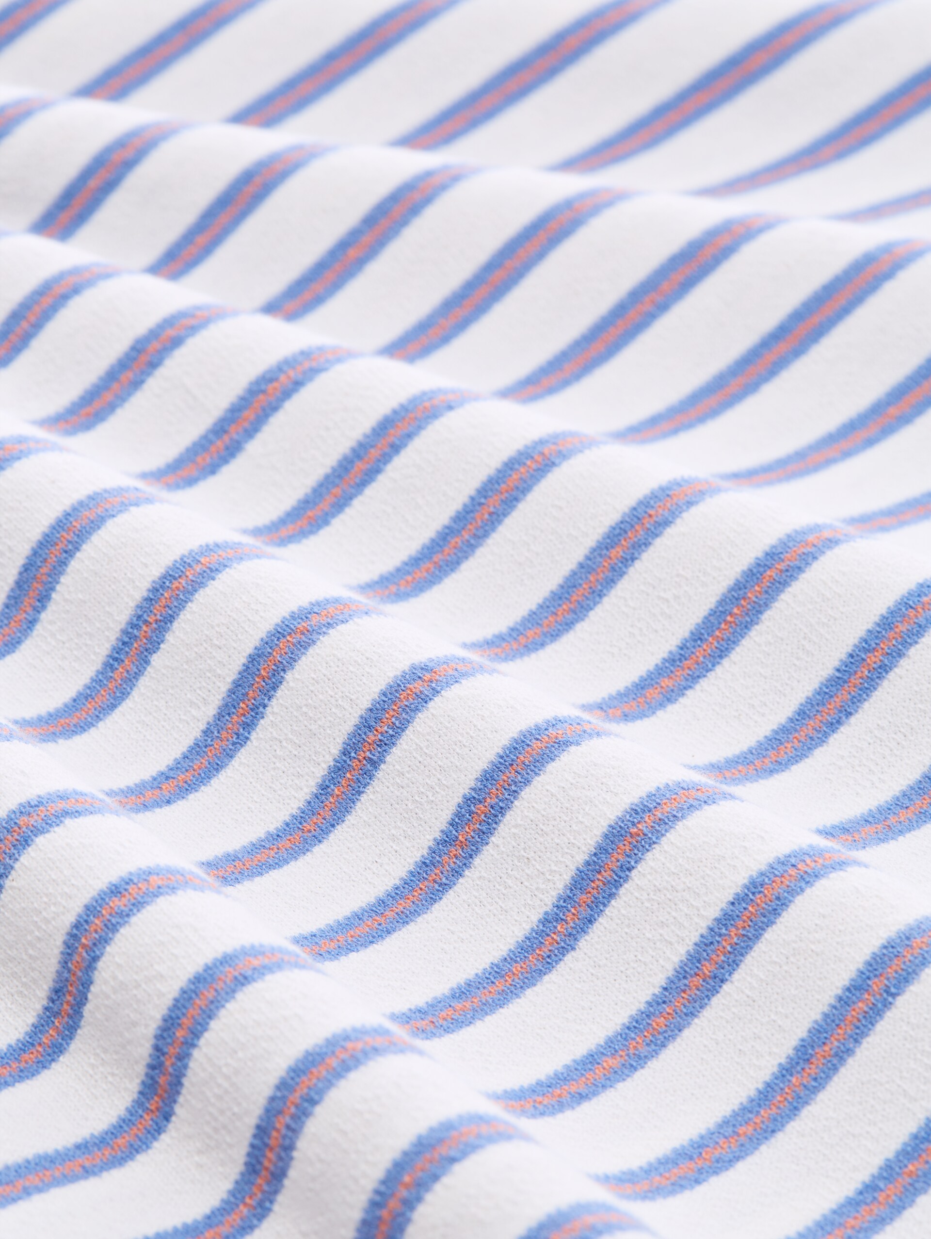 T-shirt met losse pasvorm en streepmotief - white blue coral stripe - Materiaalweergave