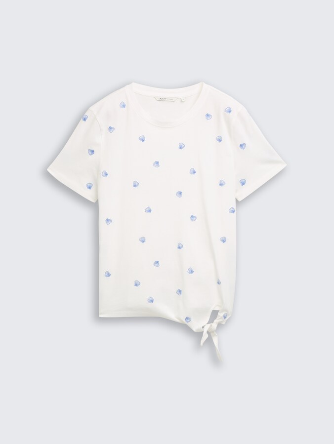 T-Shirt mit Stickereien von Denim Female, off white shell embroidery