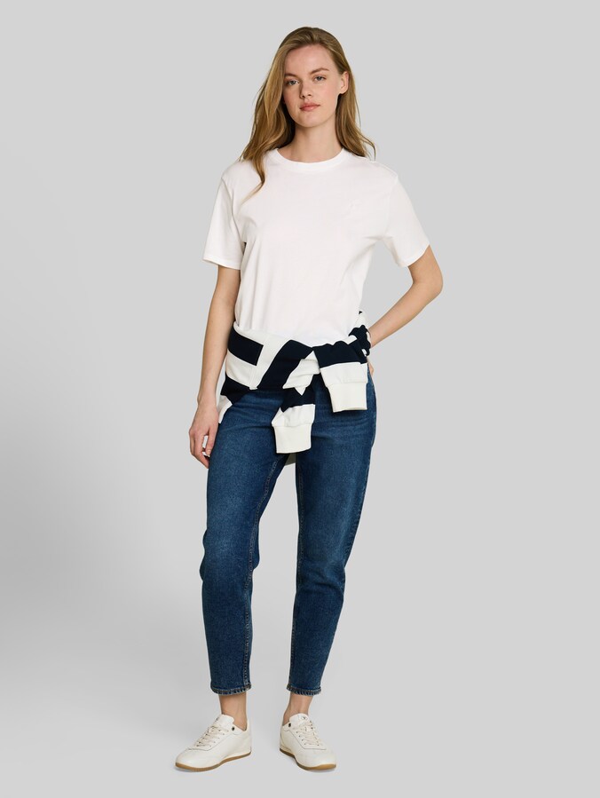 Boxy Fit T-Shirt mit Stickerei von Denim Female, off white