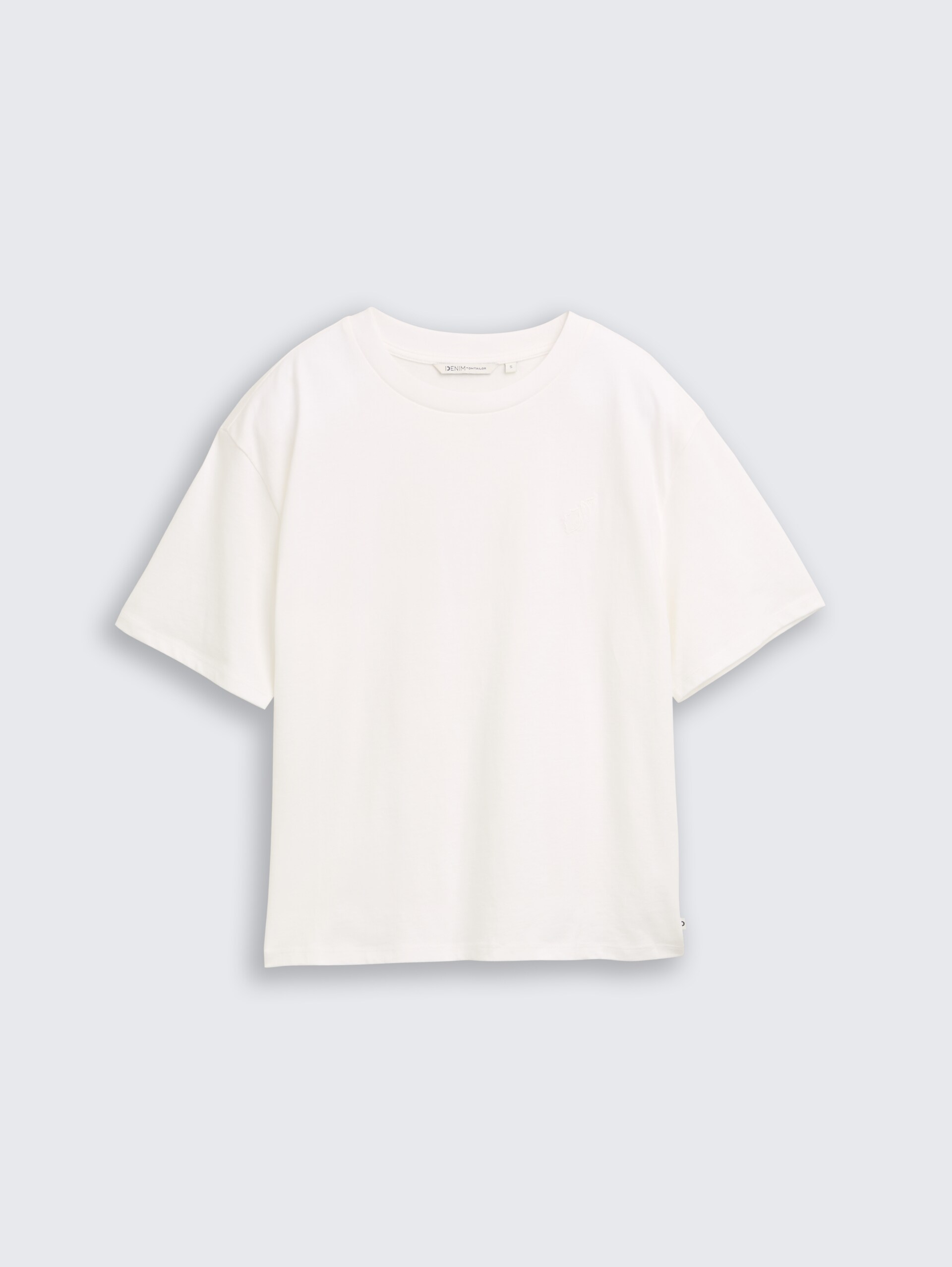 Boxy fit T-shirt met borduursel - off white - Product vooraanzicht