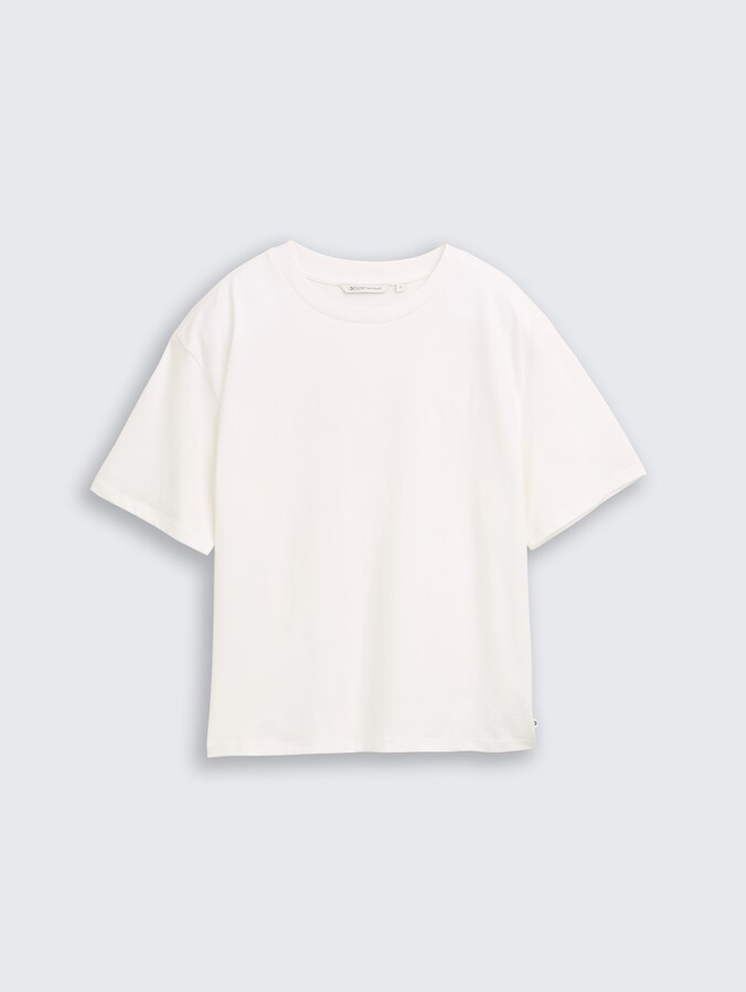 Boxy Fit T-Shirt mit Stickerei von Denim Female, off white