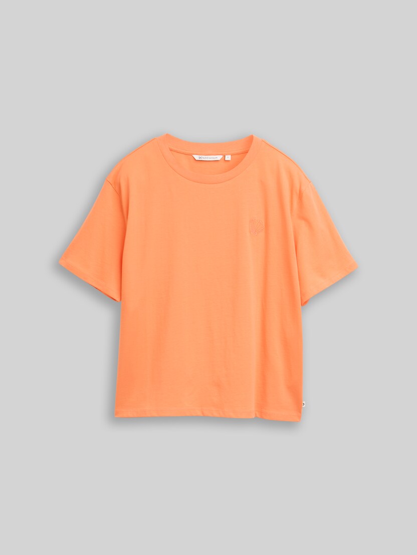 Boxy Fit T-Shirt mit Stickerei von Denim Female, bright coral