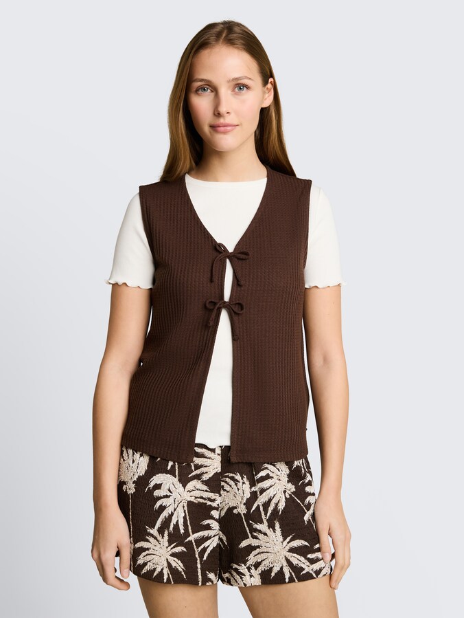 Top mit Schleifen-Details von Denim Female, cool dark brown