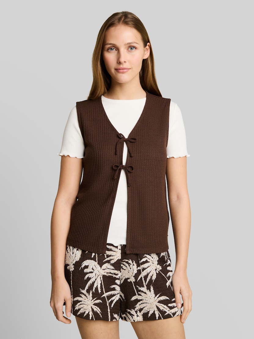 Top mit Schleifen-Details von Denim Female, cool dark brown