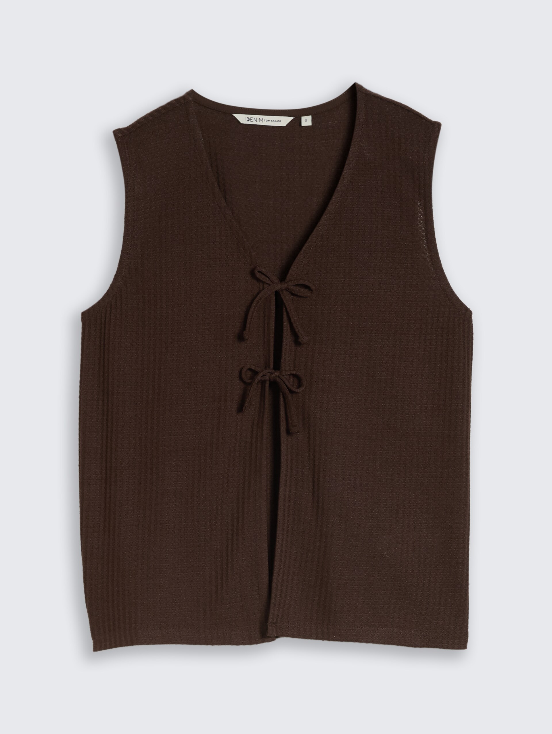 Top mit Schleifen-Details - cool dark brown - Vorder-Produkt-Ansicht