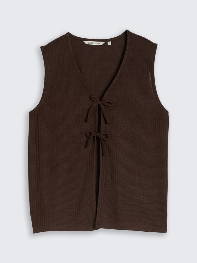 Top mit Schleifen-Details von Denim Female, cool dark brown