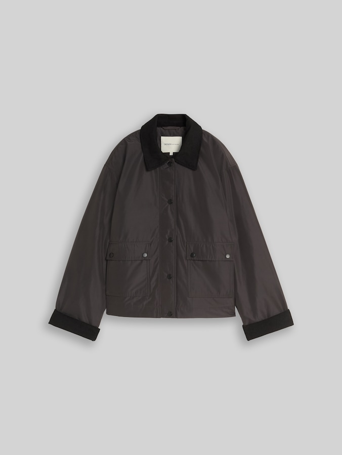 Übergangjacke mit Cord-Kragen von Denim Female, Coal Mine Grey