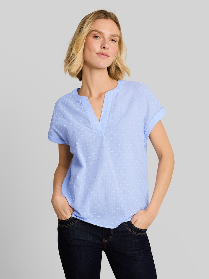 Loose Fit Bluse mit Stickerei von Women, kentucky blue dobby stripe
