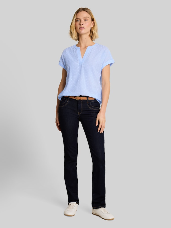 Loose Fit Bluse mit Stickerei von Women, kentucky blue dobby stripe