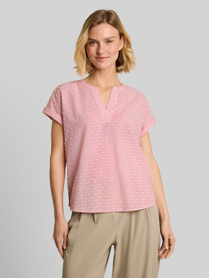 Chemisier ample avec broderies par Women, red dobby stripe