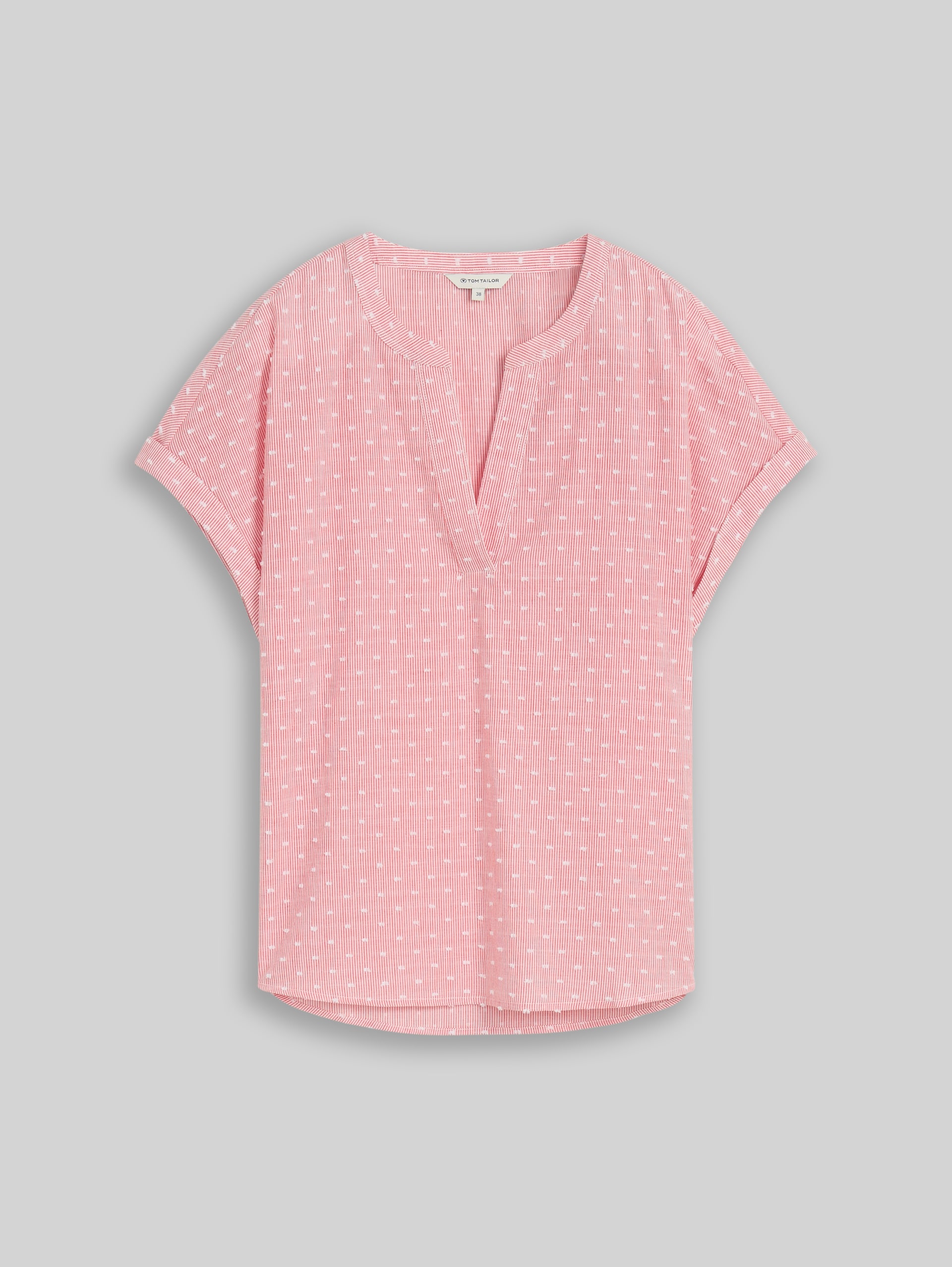 Chemisier ample avec broderies - red dobby stripe - Vue de face du produit