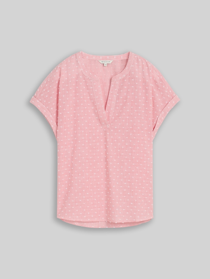Loose Fit Bluse mit Stickerei von Women, red dobby stripe