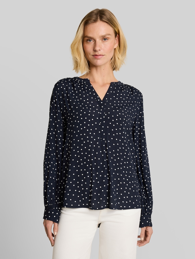 Viscose blouse by Women, navy white small dot design