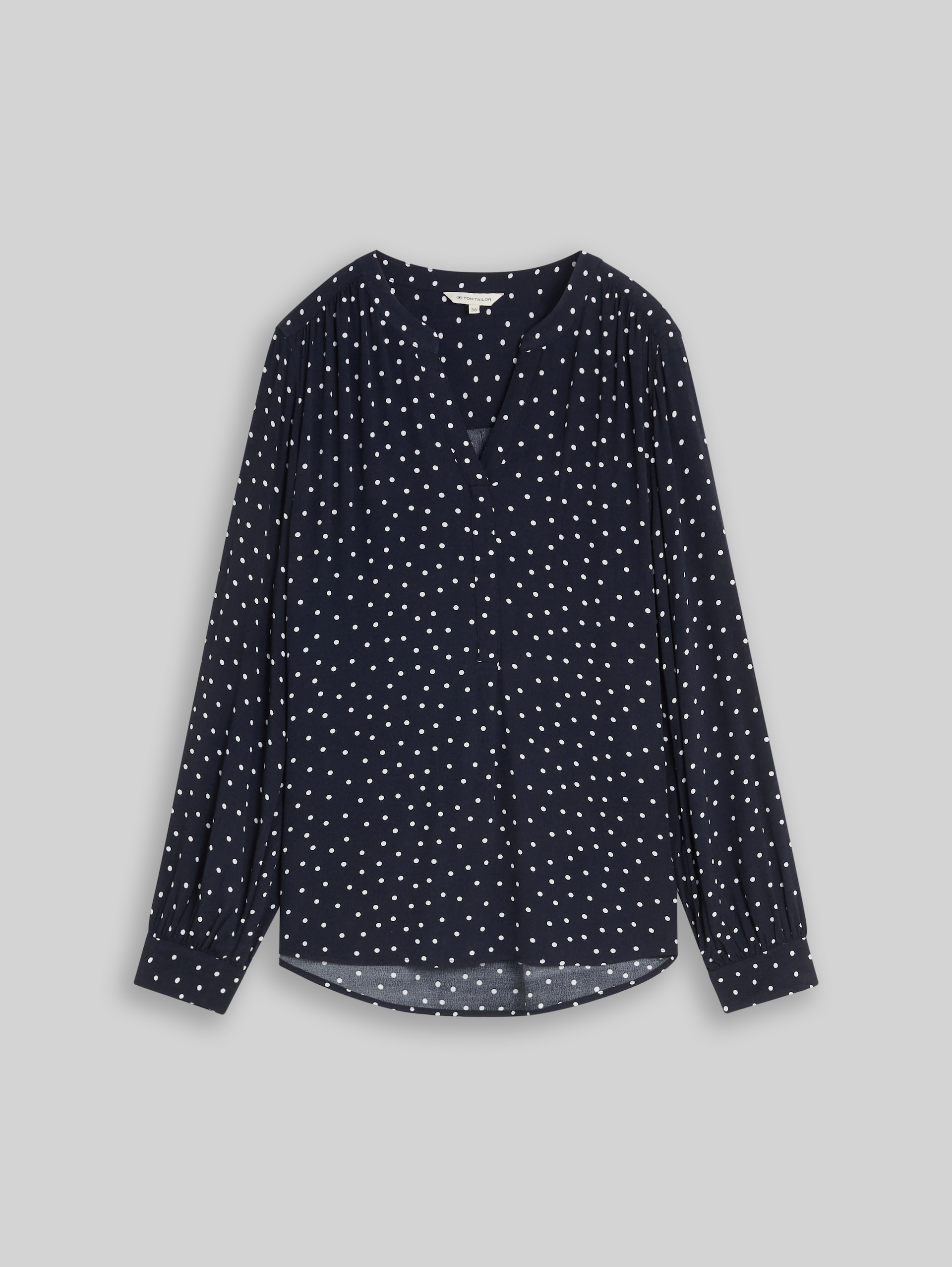 Viscose blouse - navy white small dot design - Front product view