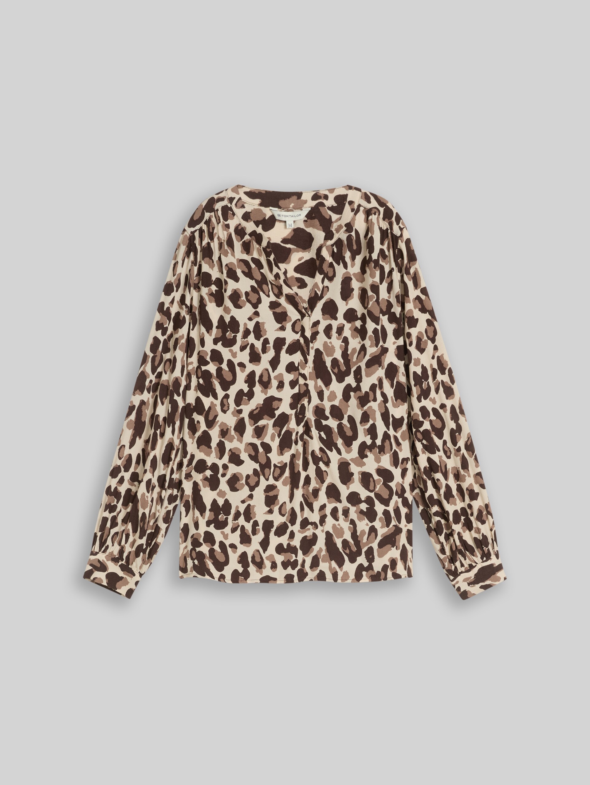 Bluse aus Viskose - brown beige leo print - Vorder-Produkt-Ansicht