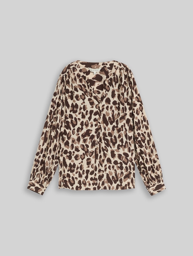 Bluse aus Viskose von Women, brown beige leo print
