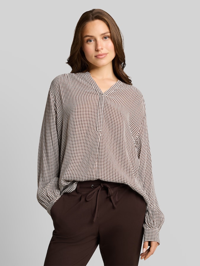Blouse van viscose door Women, small brown dot print