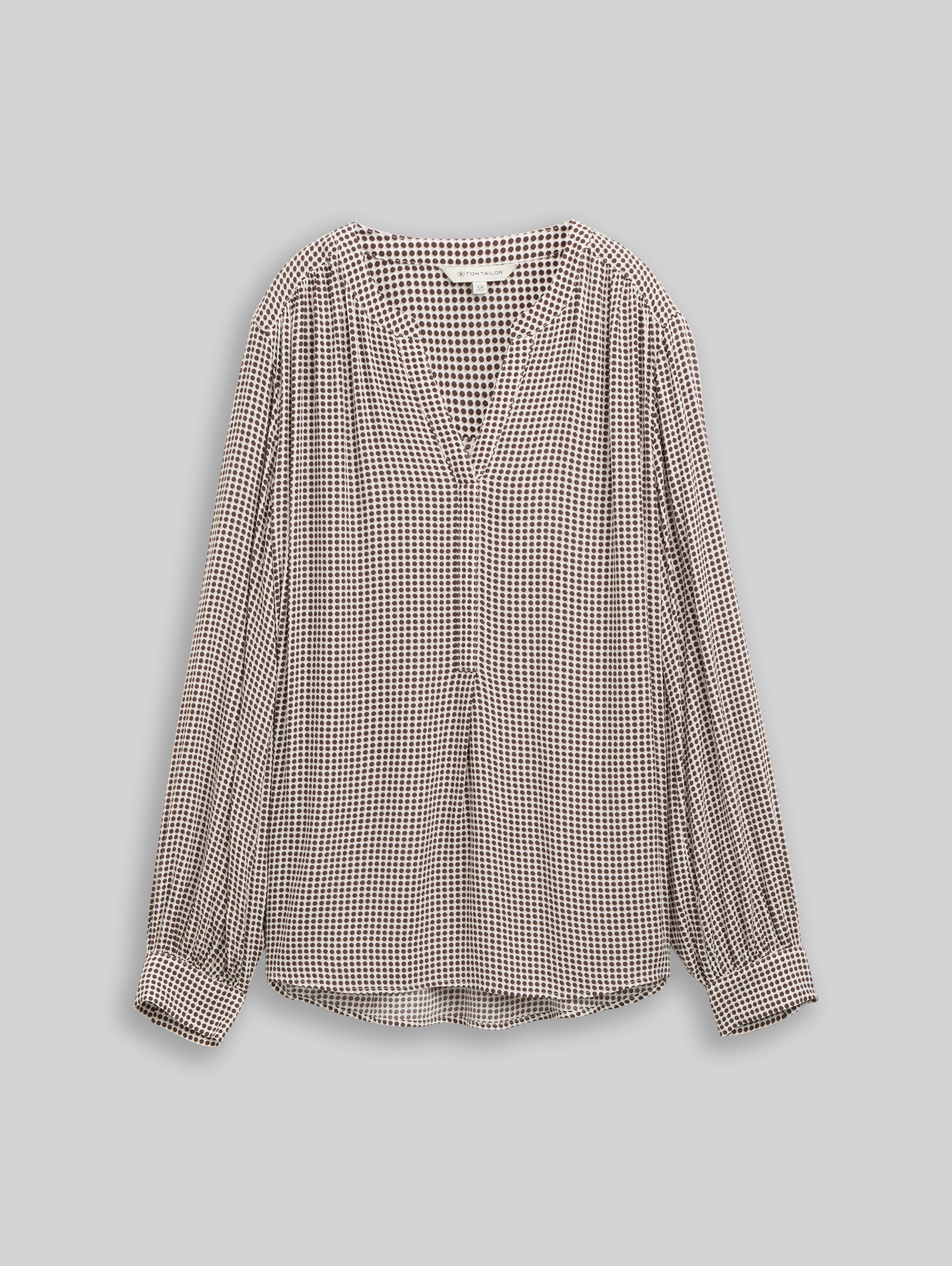 Viscose blouse - small brown dot print - Front product view