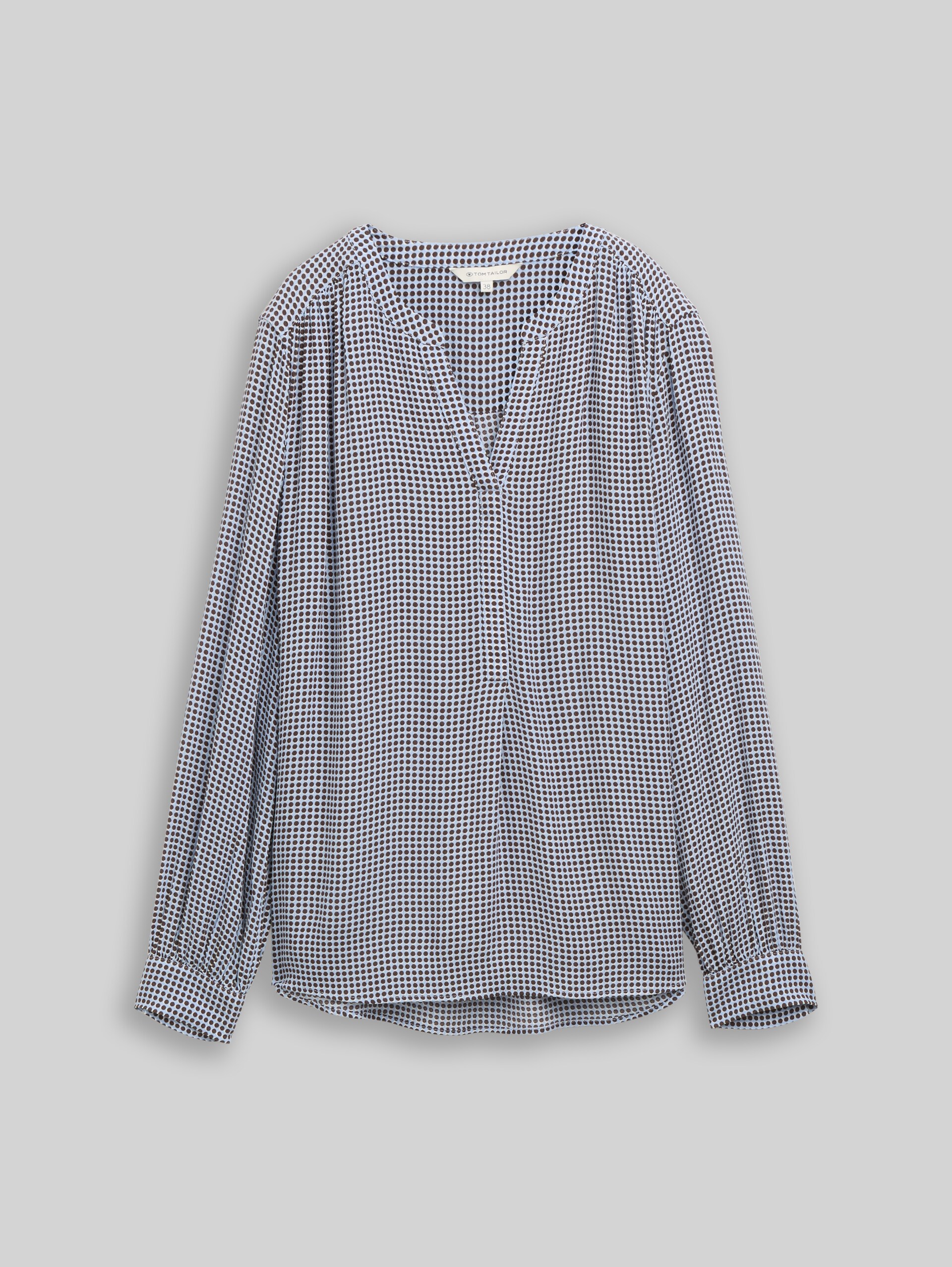 Blouse en viscose - small blue brown dot print - Vue de face du produit