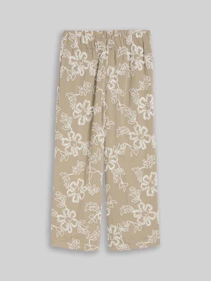 Culotte à broderies florales par Women, olive white big flower design