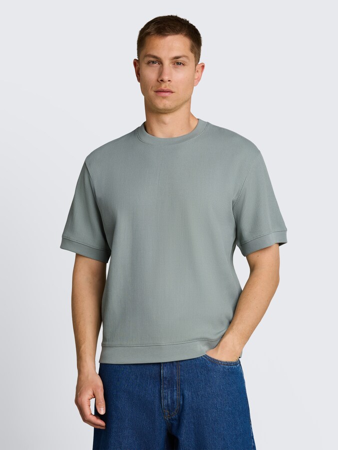 Relaxed Fit T-Shirt im Sweatshirt-Style von Denim Male, green mist