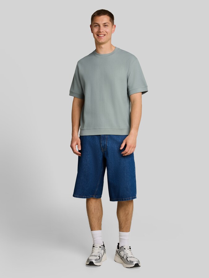 Relaxed Fit T-Shirt im Sweatshirt-Style von Denim Male, green mist