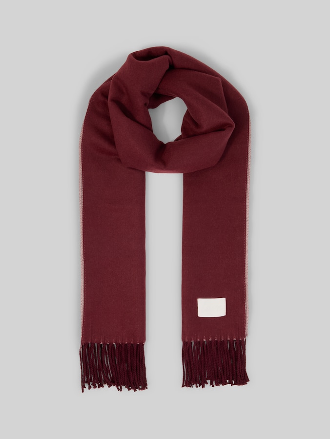 Reversible scarf with fringing by Women, Preppy Plum