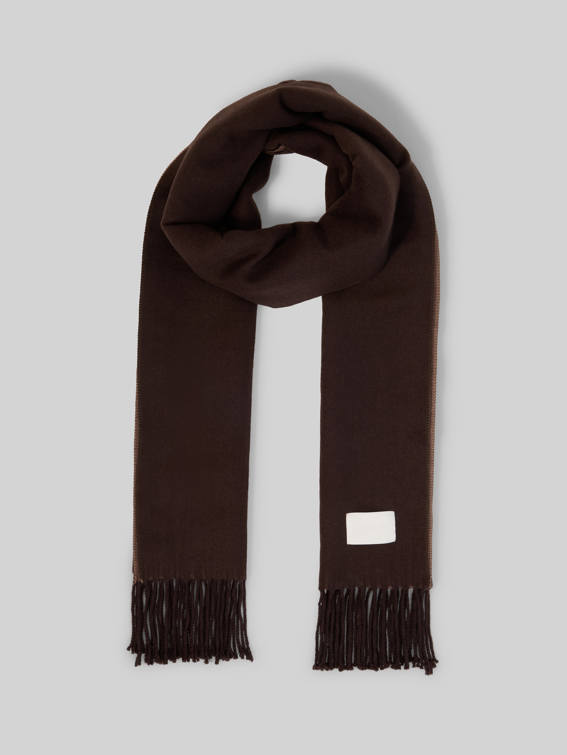 Omkeerbare sjaal met franjes - java dark brown - Product vooraanzicht