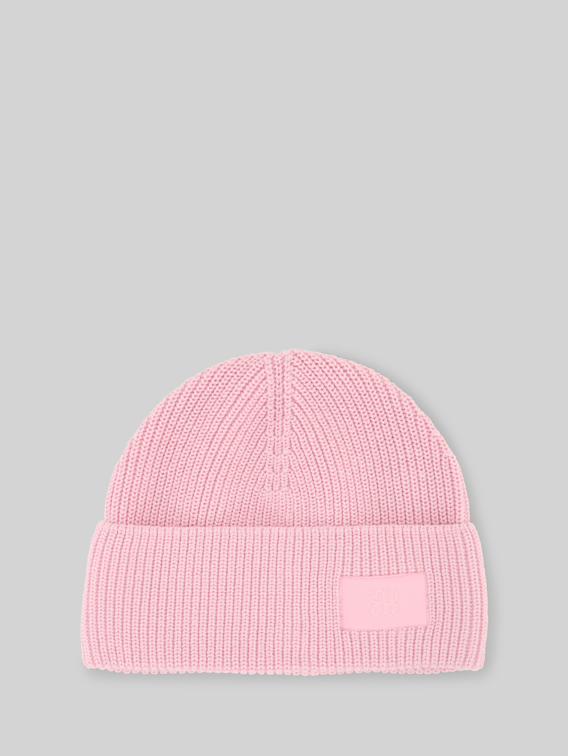 Beanie Mütze mit Badge - Soft Pink - Vorder-Produkt-Ansicht