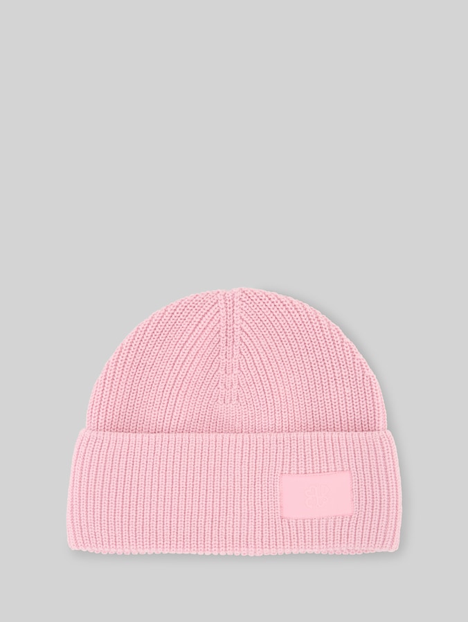 Beanie met badge door Denim Female, Soft Pink