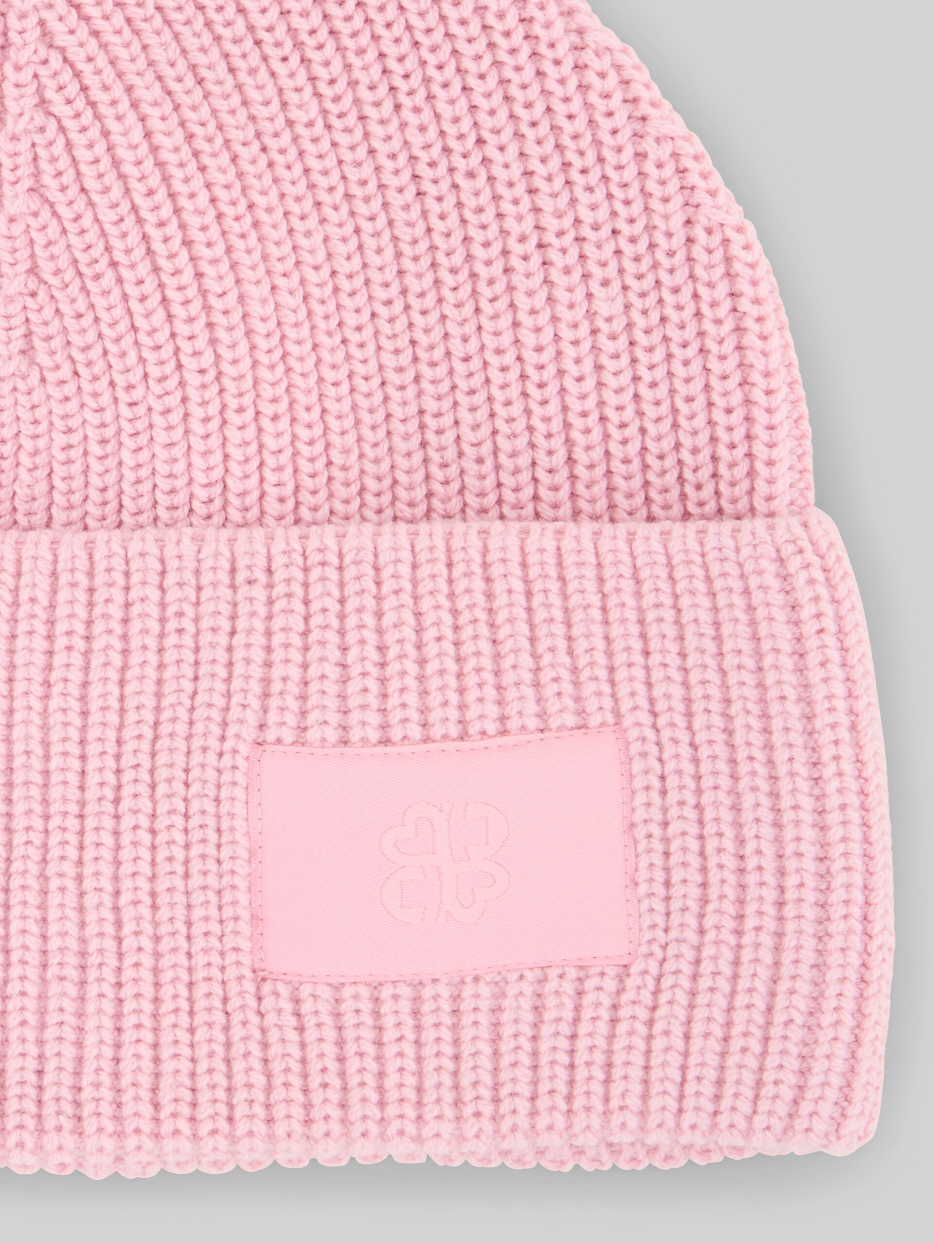 Beanie Mütze mit Badge - Soft Pink - Material-Ansicht