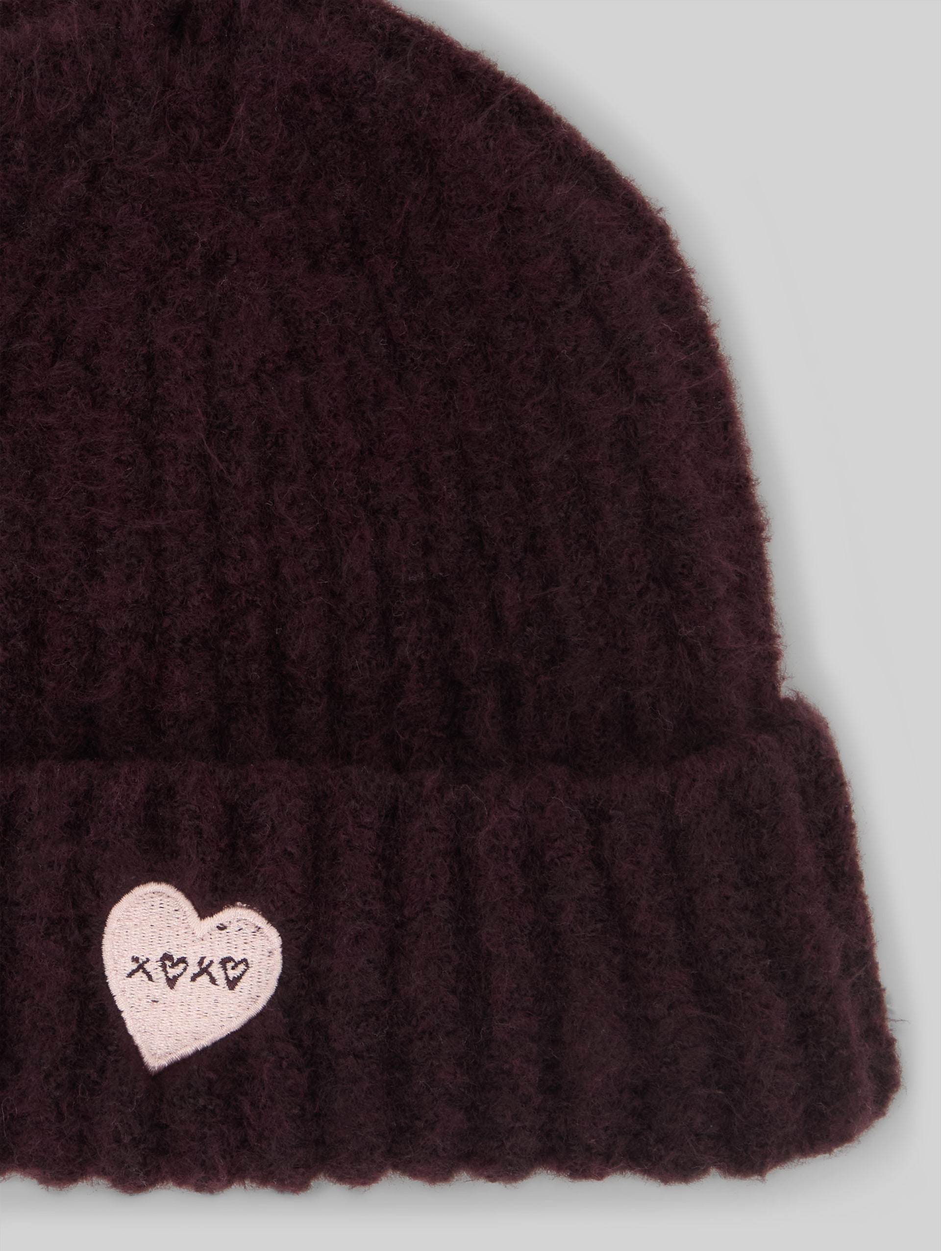 Bonnet avec broderie - dark plum melange - Vue de la matière