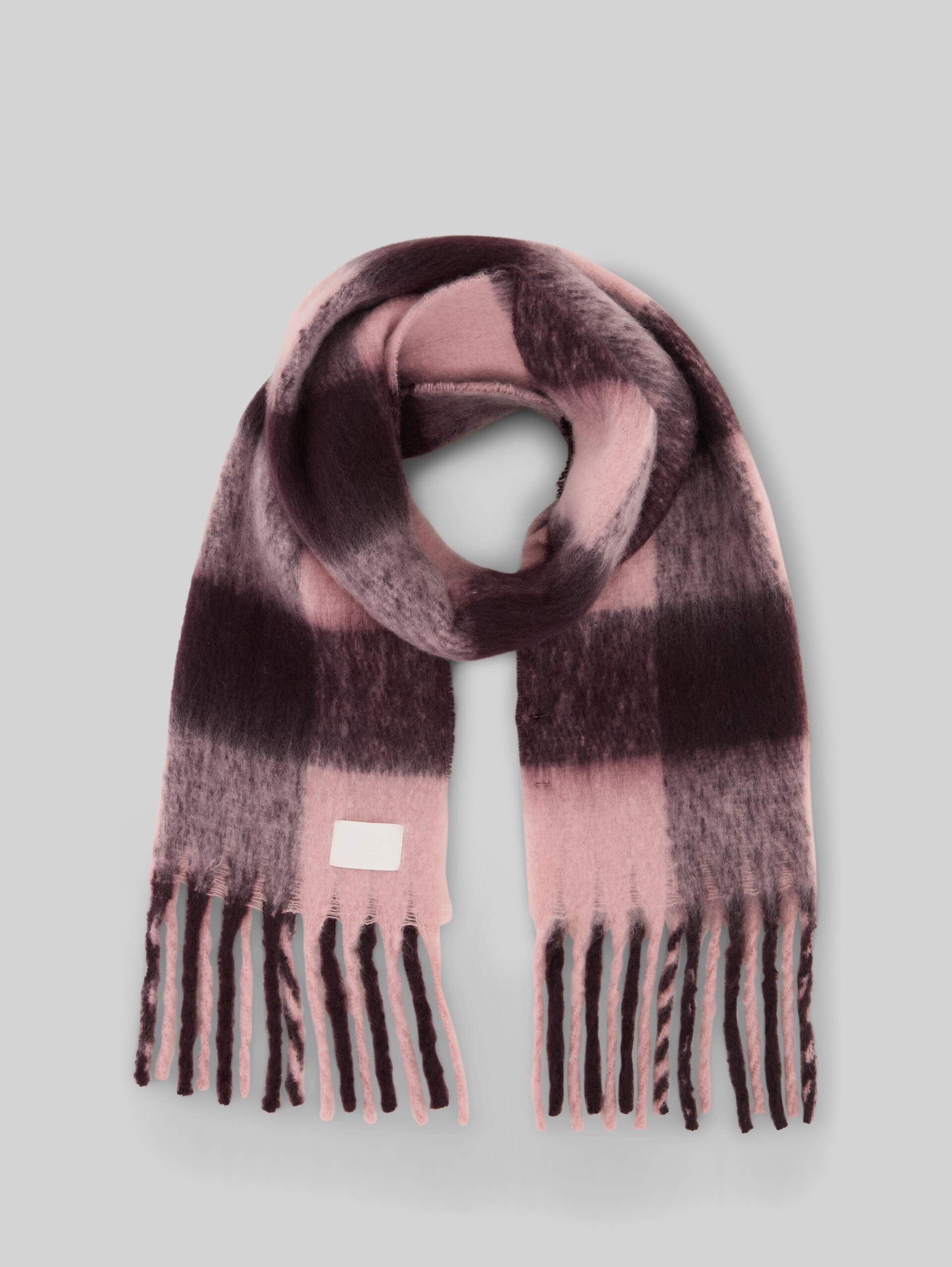Cosy Schal mit Muster - plum pink check - Vorder-Produkt-Ansicht
