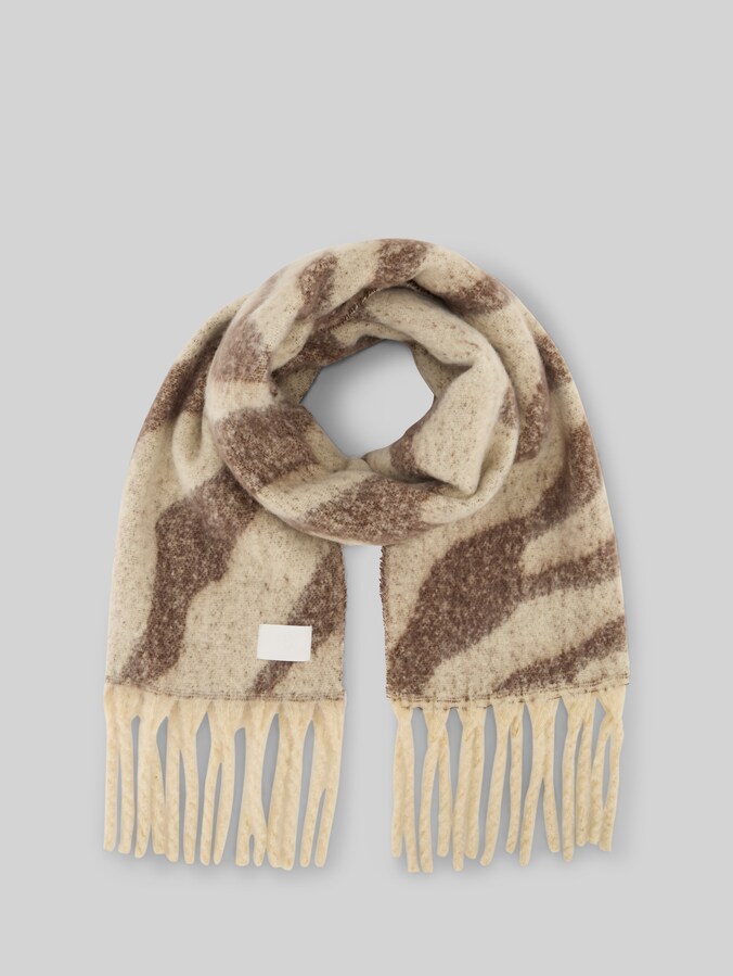 Écharpe douillette à motifs par Denim Female, brown beige zebra print