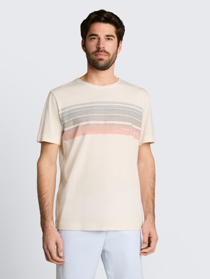 T-Shirt mit Print auf der Brust von Men, Gardenia White