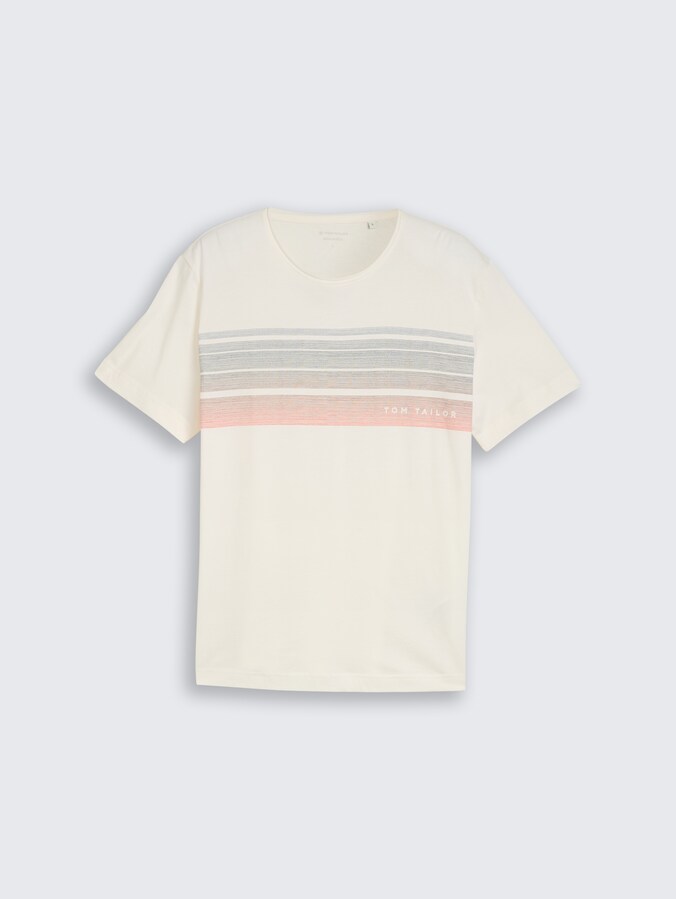 T-shirt met print op de borst door Men, Gardenia White