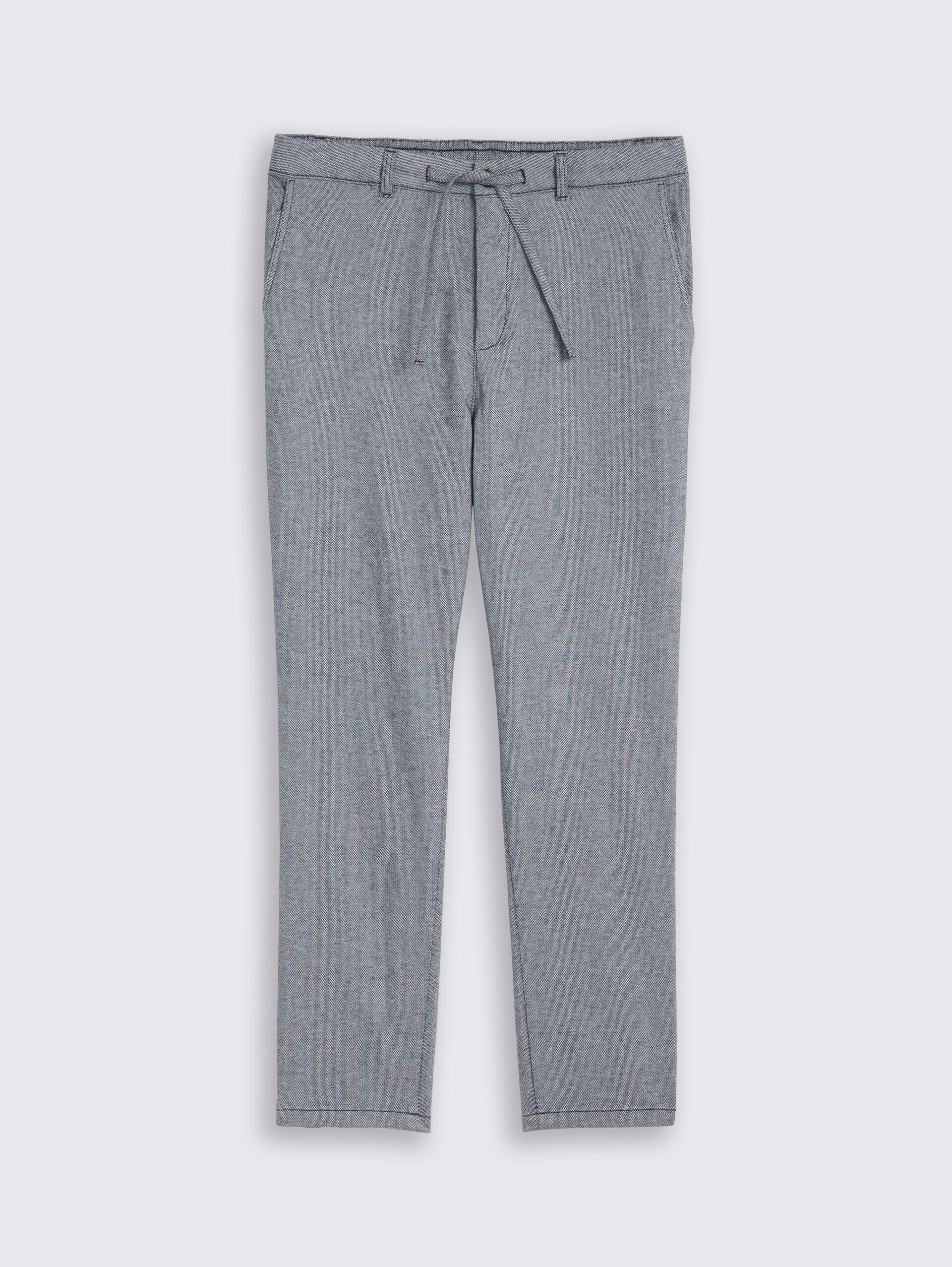 Regular tapered chino met trekkoord - navy structure - Product vooraanzicht