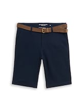 Niet geselecteerd, Regular chino-short met riem door Tom Tailor, blauw
