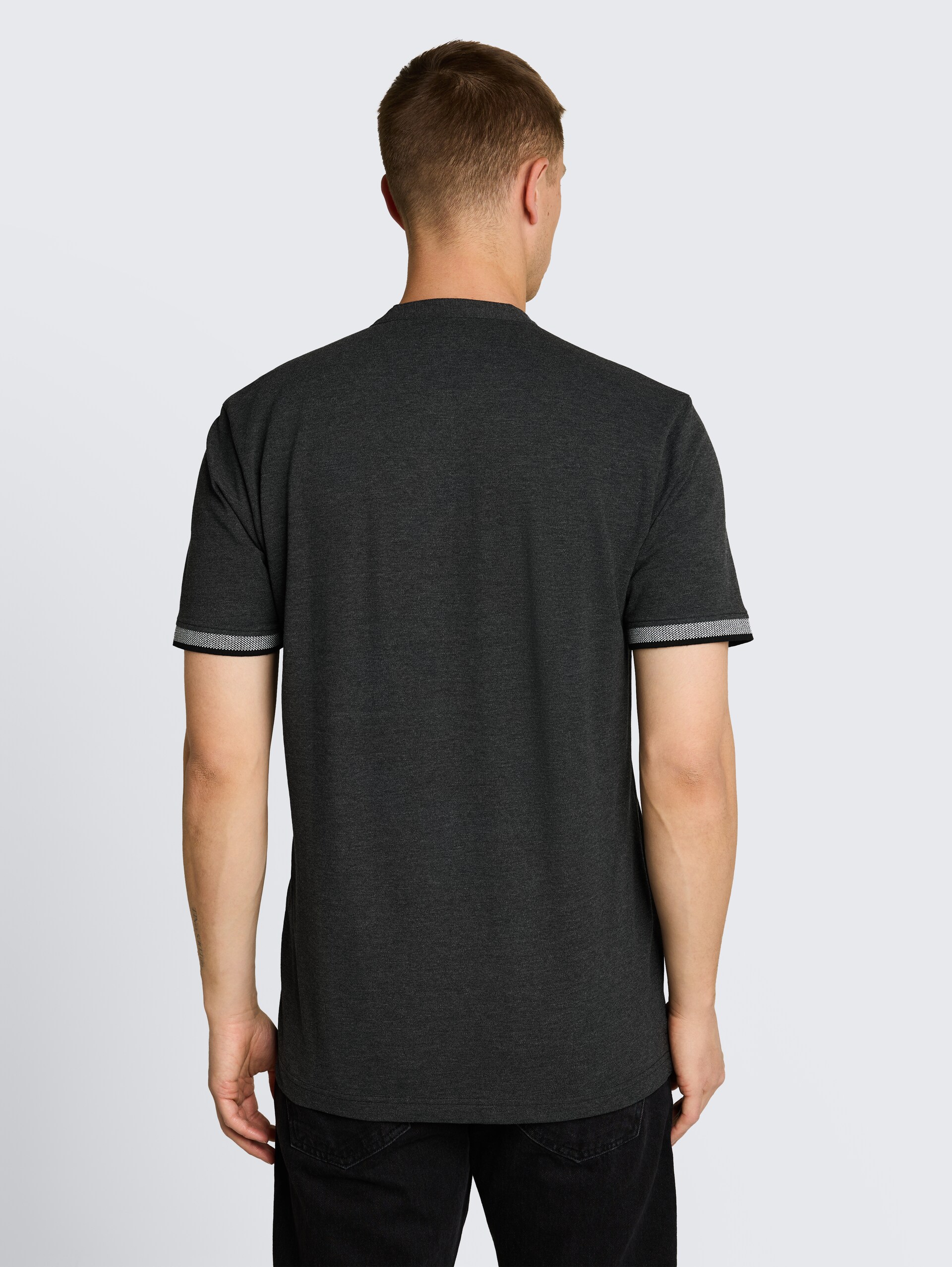 Piqué Poloshirt mit Stehkragen - Black