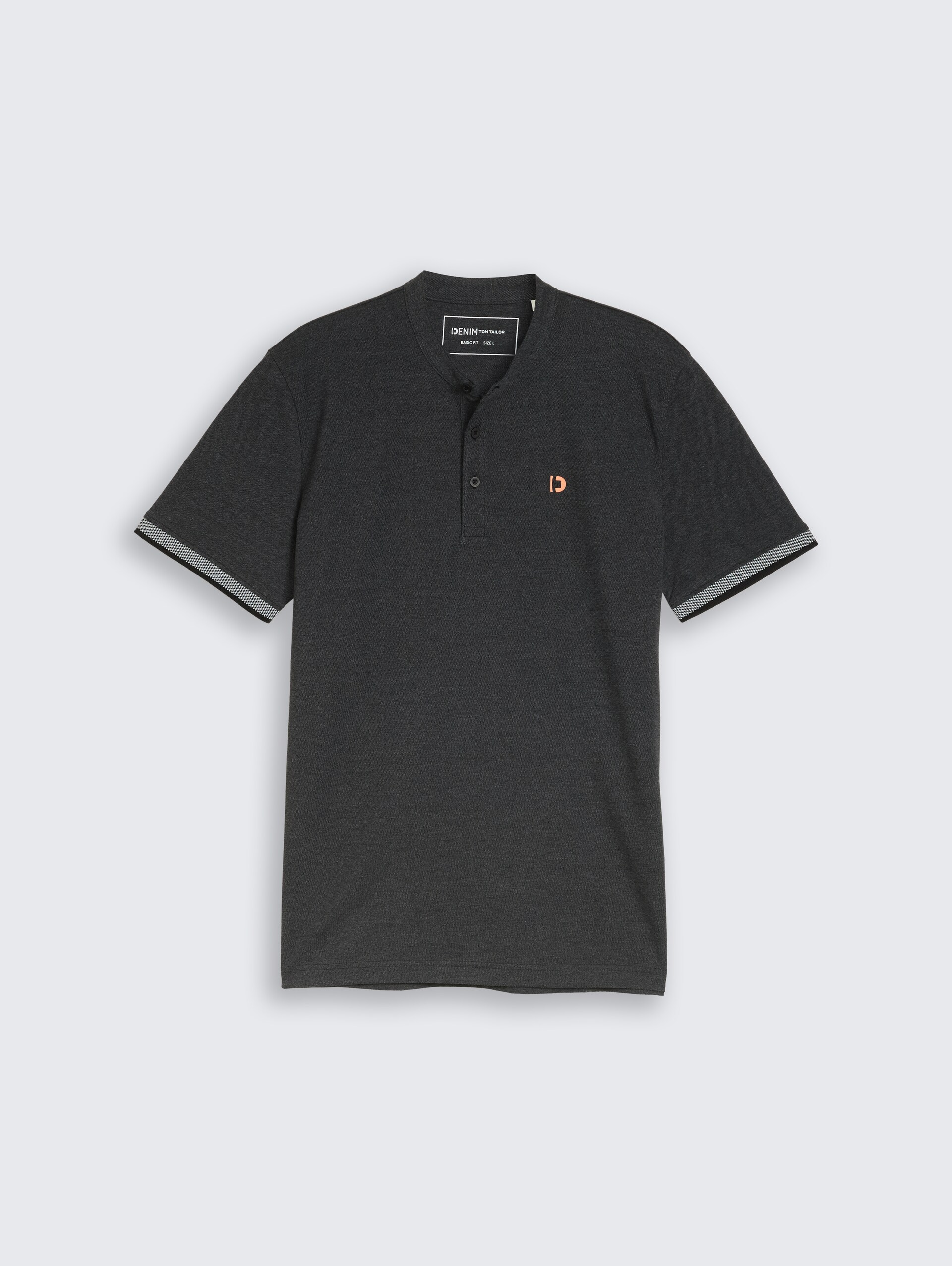 Piqué Poloshirt mit Stehkragen - Black